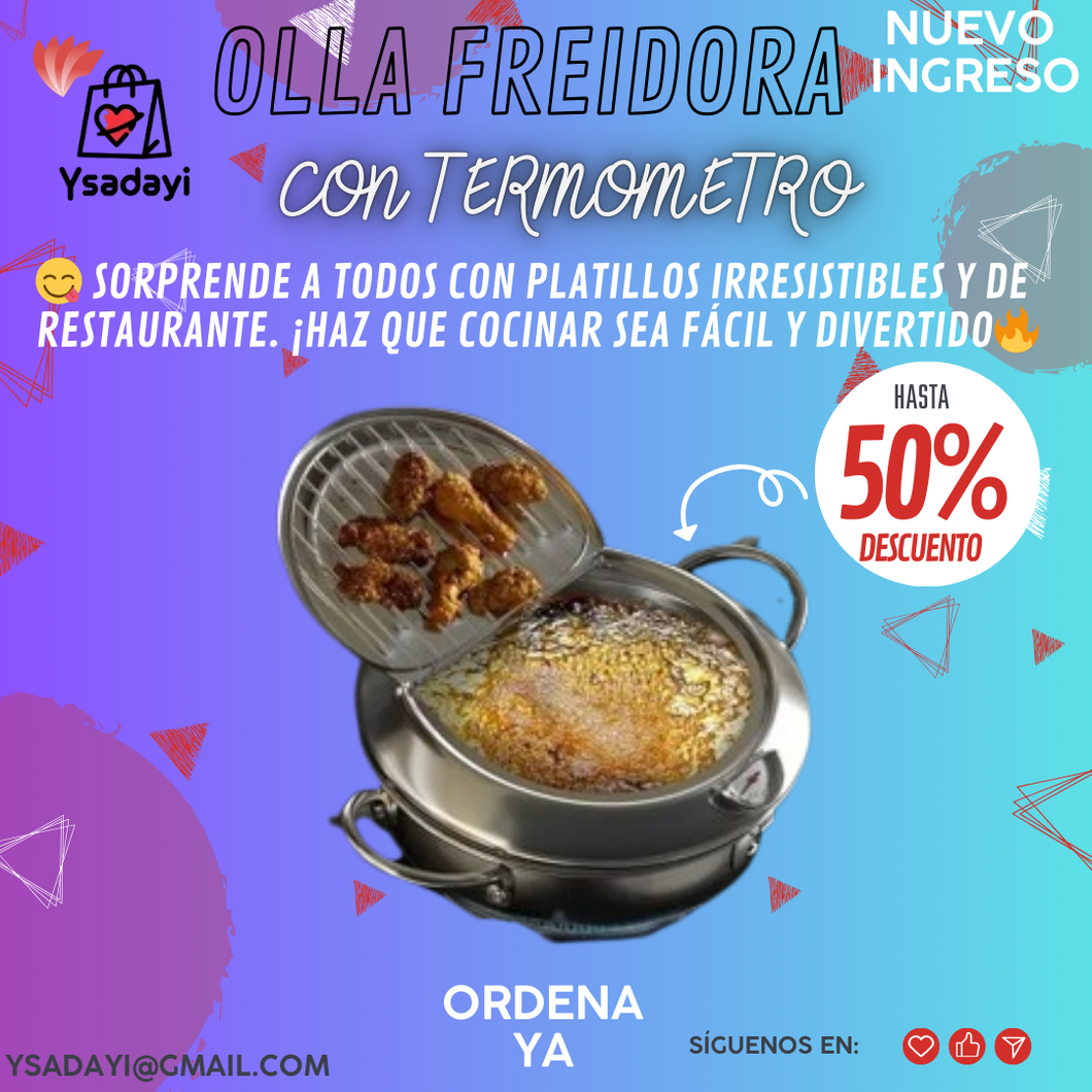 OLLA JAPONESA CON TERMÓMETRO PARA FRITURA 3.4 LITROS