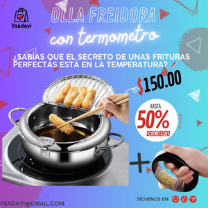 OLLA JAPONESA CON TERMÓMETRO PARA FRITURA 3.4 LITROS